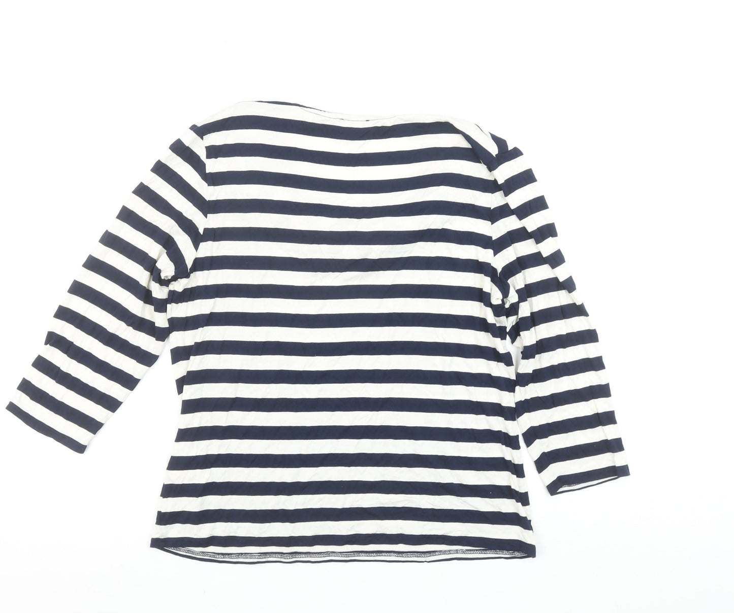 Phase Eight Women’s Blue Striped Jersey Cowl Neck 3/4 Sleeve Top Size 18