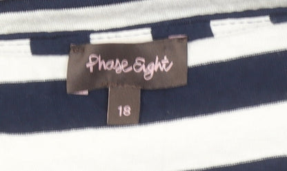 Phase Eight Women’s Blue Striped Jersey Cowl Neck 3/4 Sleeve Top Size 18