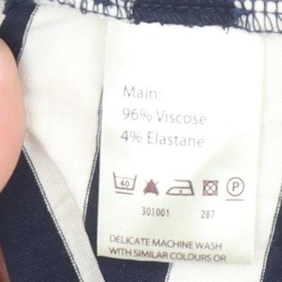 Phase Eight Women’s Blue Striped Jersey Cowl Neck 3/4 Sleeve Top Size 18