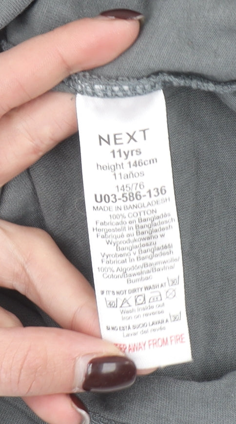 NEXT Girls Grey Rolling Stones Sequin Long Sleeve T-Shirt 11 Years