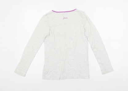 Joules Girls Ivory Long Sleeve Cat Print Cotton T-Shirt 11-12 Years