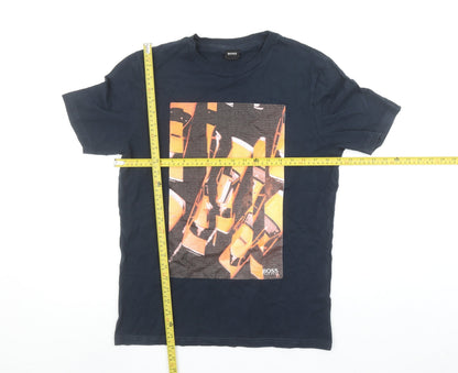 Hugo Boss Men's Navy Graphic Print Cotton T-Shirt Size S