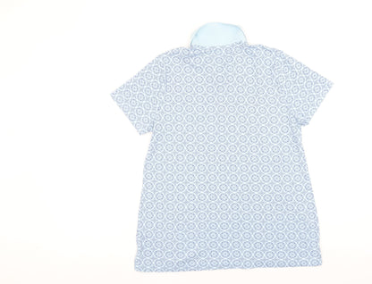 Lands' End Women's Blue Geometric Cotton Polo Shirt Size L