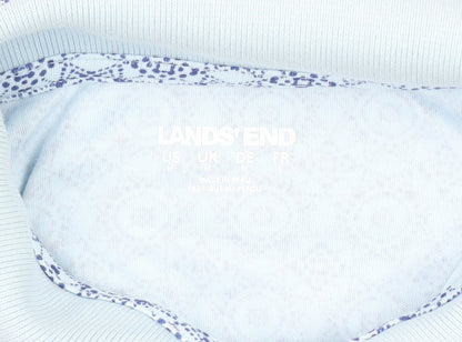 Lands' End Women's Blue Geometric Cotton Polo Shirt Size L