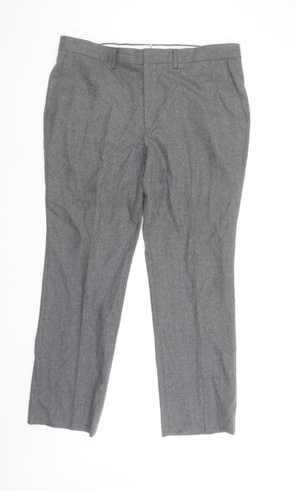 Chester Barrie Men's Grey Wool Dress Pants 38 Regular Classic Fit Trousers