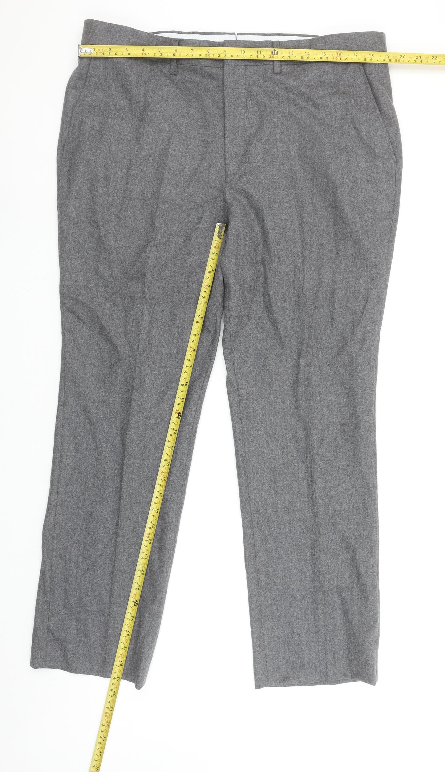 Chester Barrie Men's Grey Wool Dress Pants 38 Regular Classic Fit Trousers