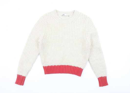 Womens UK Size S Zara Ivory Pullover Jumper