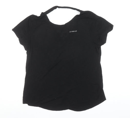 LA Gear Women’s Black Size 18 Short Sleeve V-Neck Basic T-Shirt