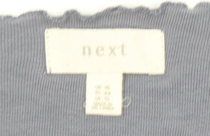 Next Women's Grey V-Neck Long Sleeve Cotton Blend Jersey Top Size 16