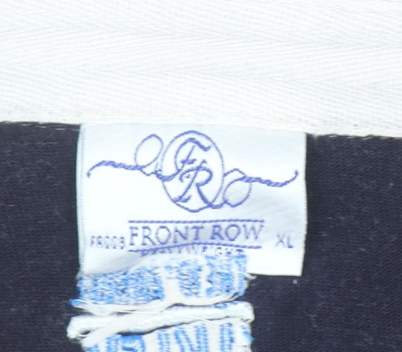 Front Row Men’s Black Beige Striped Rugby Polo Shirt XL