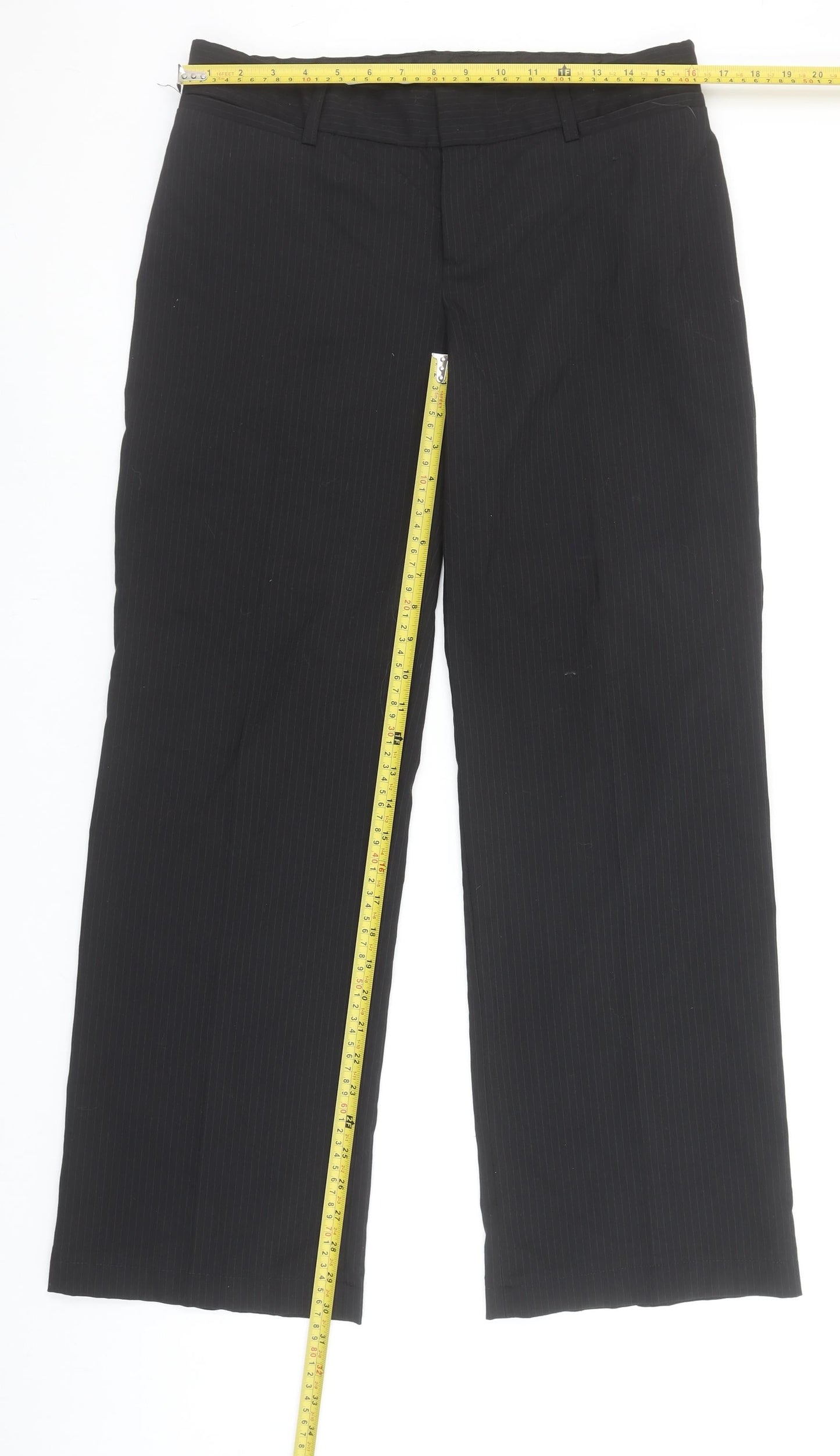 Mexx Womens Black Wool Blend Straight Leg Trousers Size 14