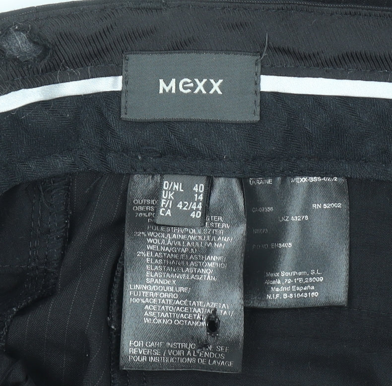 Mexx Womens Black Wool Blend Straight Leg Trousers Size 14