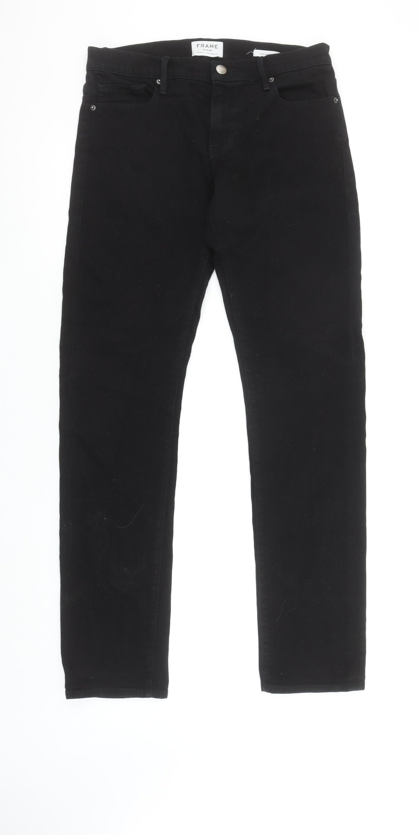 Frame Denim Men's Black Slim Jeans Size 30R Classic 5-Pocket Design