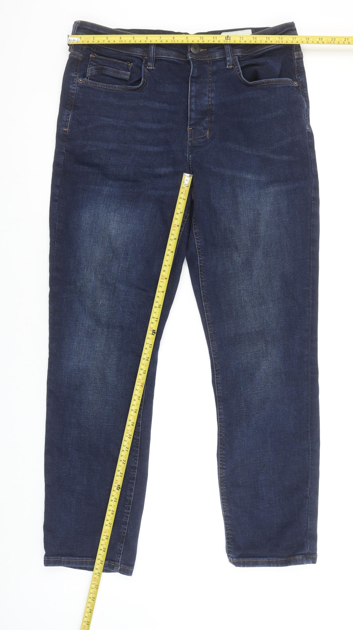 Primark Men's Blue Straight Leg Stretch Jeans Size 36W 32L