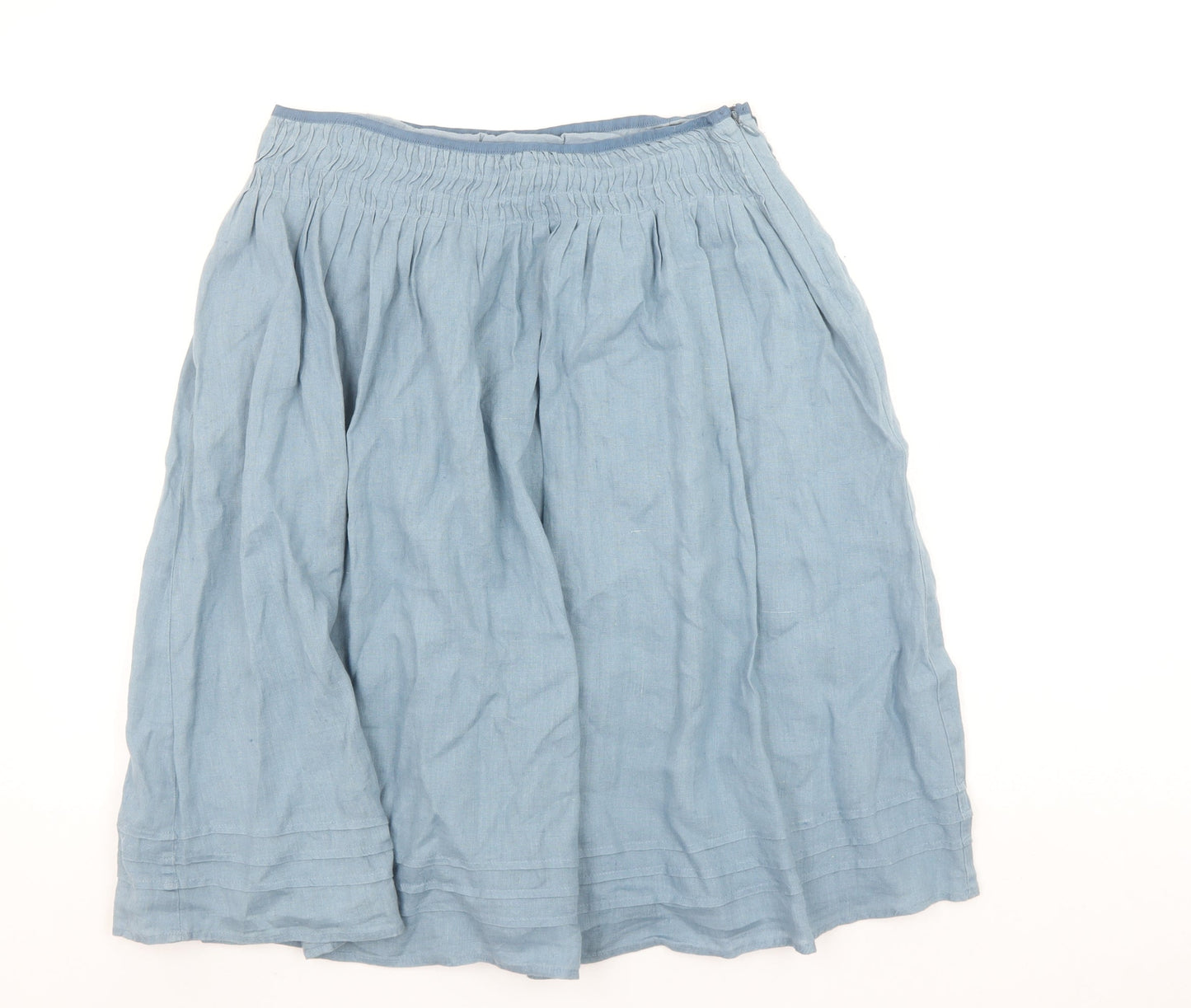 Kew Women Blue Linen A-Line Knee Length Skirt Size 12