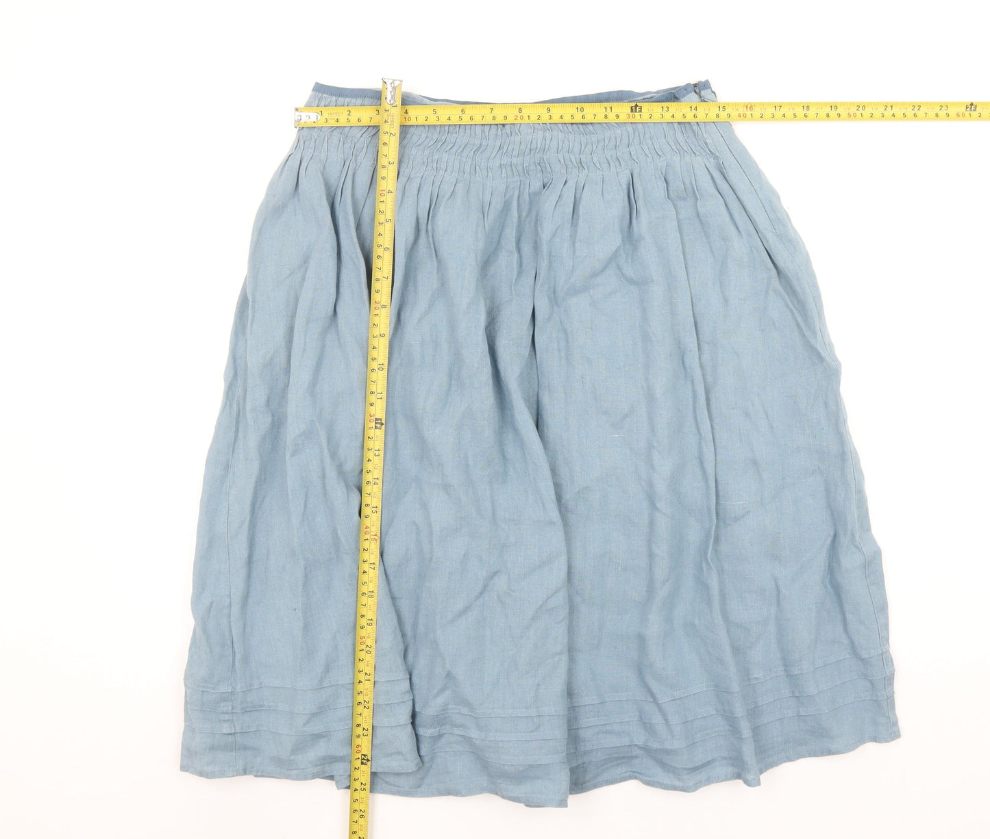 Kew Women Blue Linen A-Line Knee Length Skirt Size 12