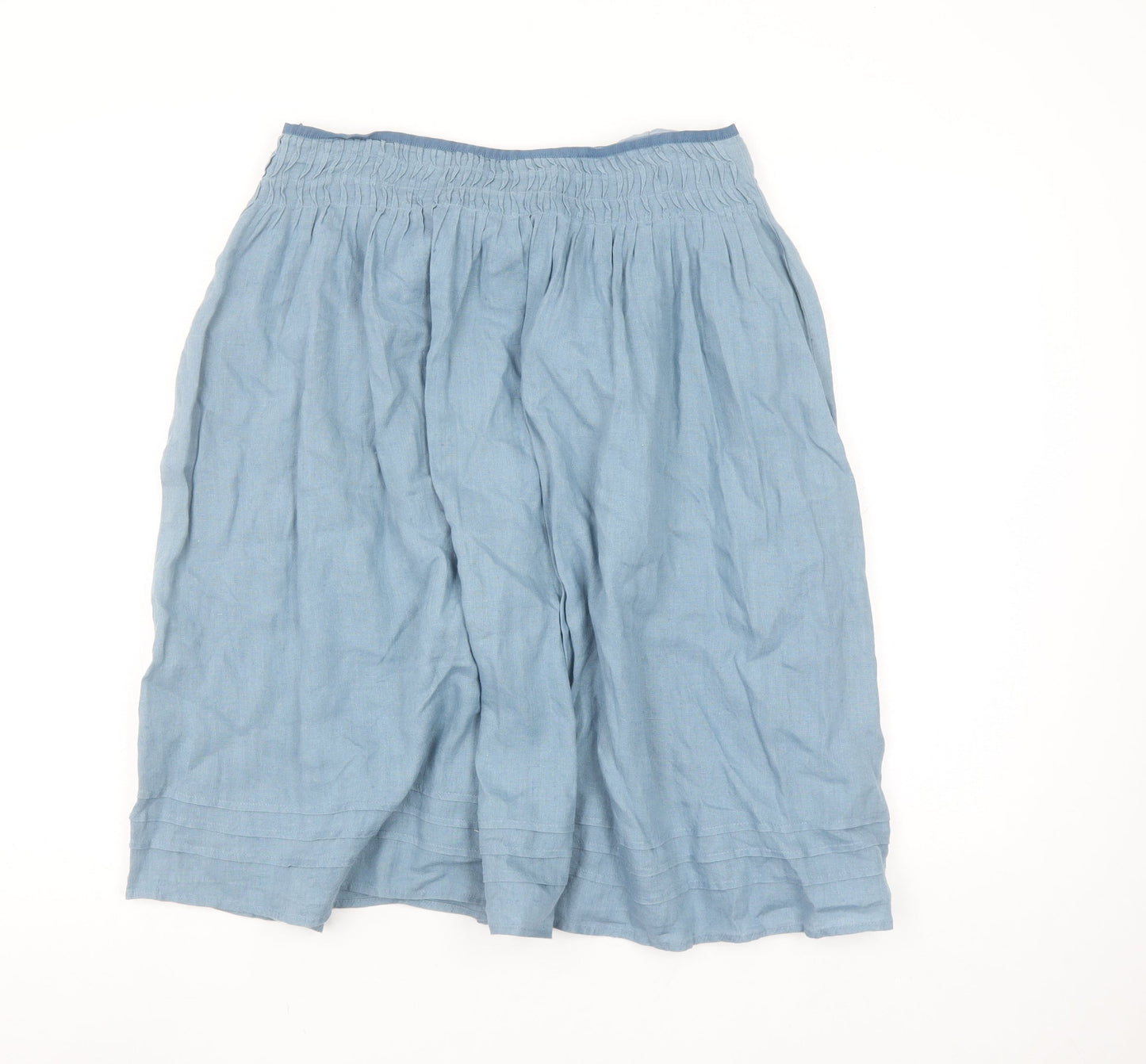Kew Women Blue Linen A-Line Knee Length Skirt Size 12