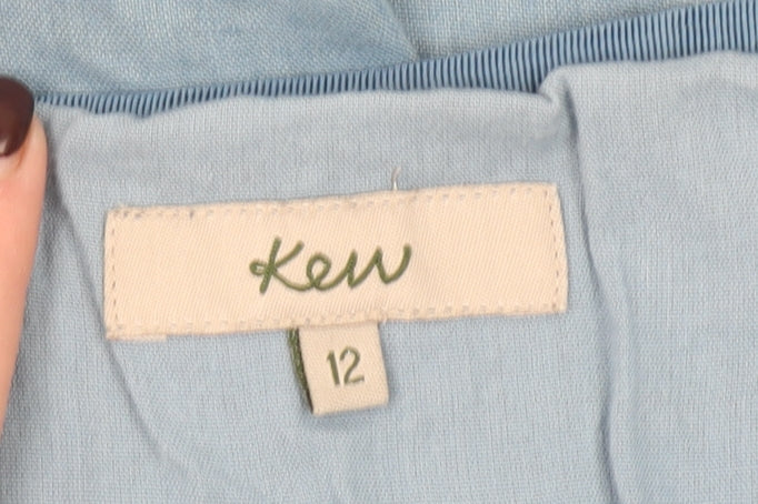 Kew Women Blue Linen A-Line Knee Length Skirt Size 12