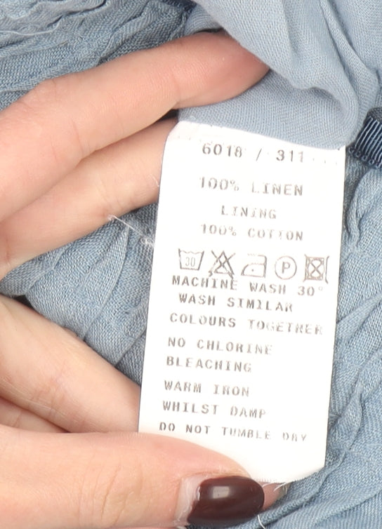 Kew Women Blue Linen A-Line Knee Length Skirt Size 12