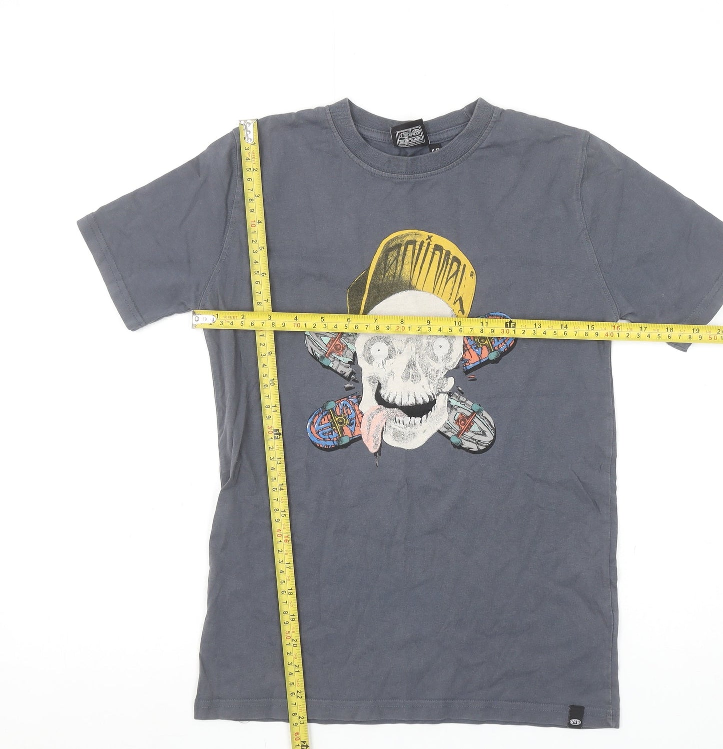 Boys UK Size 11-12 Years Animal Grey Basic T-Shirt