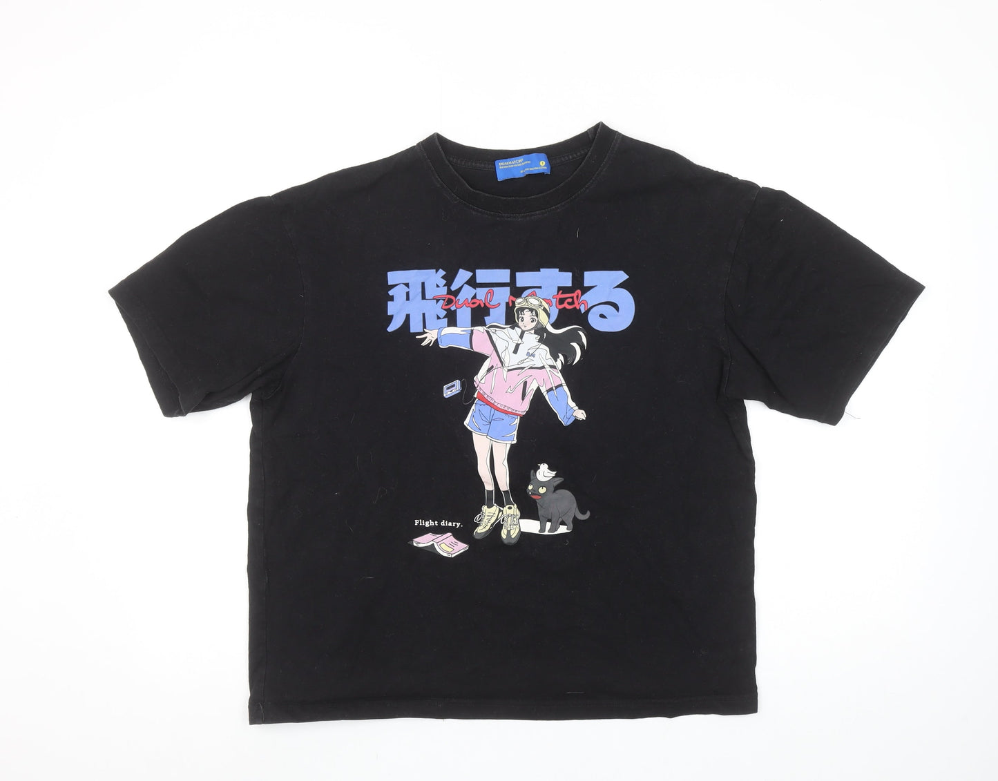 Womens UK Size S DUALMATCH Black Basic T-Shirt