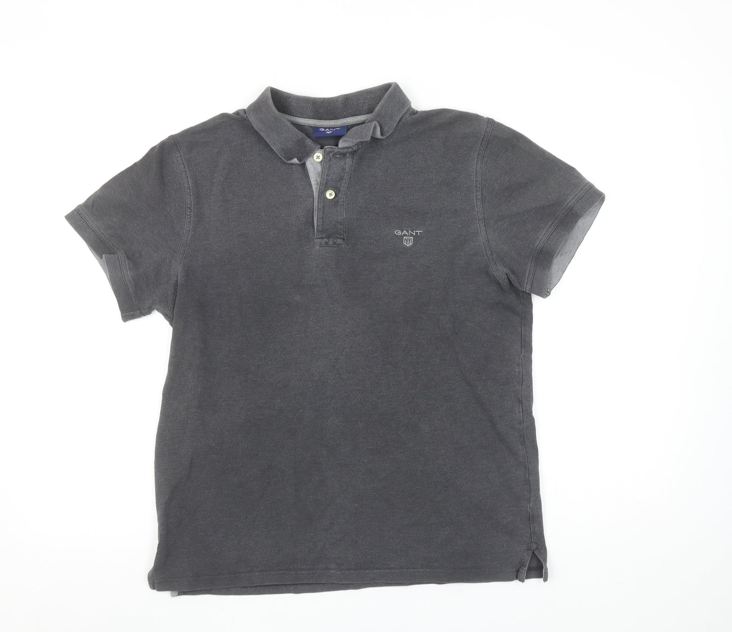 GANT Men's Grey Short Sleeve Polo Shirt Size M Cotton Elastane