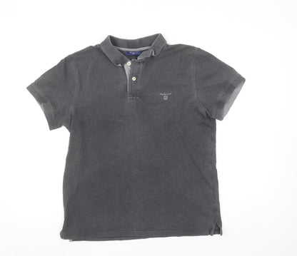 GANT Men's Grey Short Sleeve Polo Shirt Size M Cotton Elastane