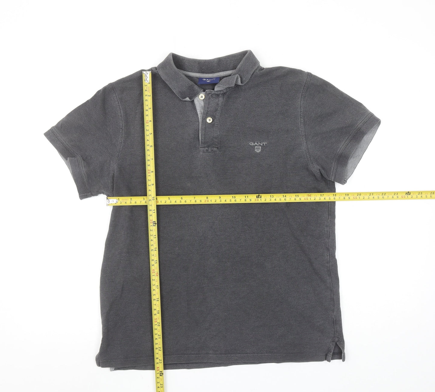 GANT Men's Grey Short Sleeve Polo Shirt Size M Cotton Elastane