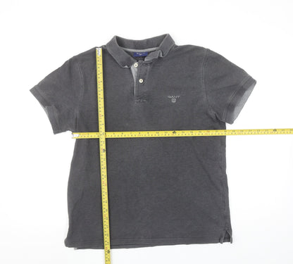 GANT Men's Grey Short Sleeve Polo Shirt Size M Cotton Elastane