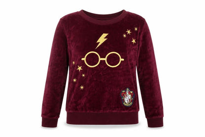 Harry Potter Gryffindor Burgundy Velvet Long Sleeve Women's XS Nightwear Top