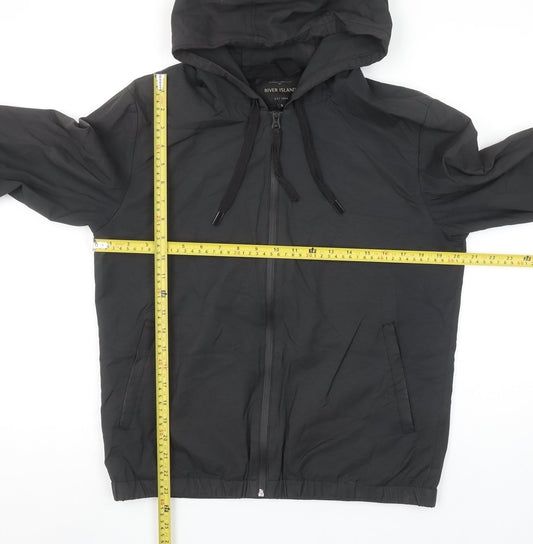 Mens UK Size S River Island Black Windbreaker Coat