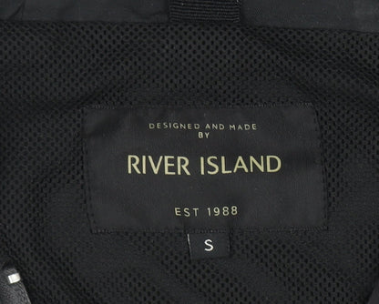 Mens UK Size S River Island Black Windbreaker Coat
