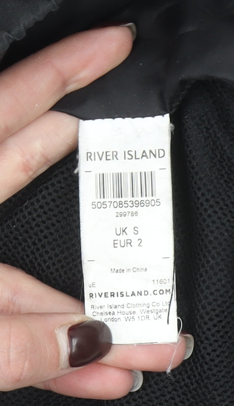 Mens UK Size S River Island Black Windbreaker Coat