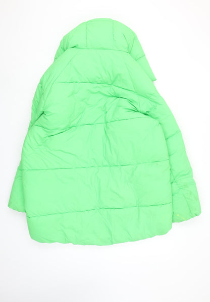 Womens UK Size S Zara Green Puffer Jacket