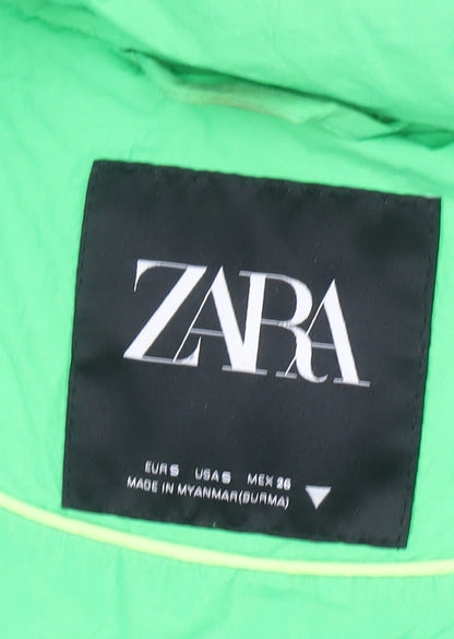 Womens UK Size S Zara Green Puffer Jacket