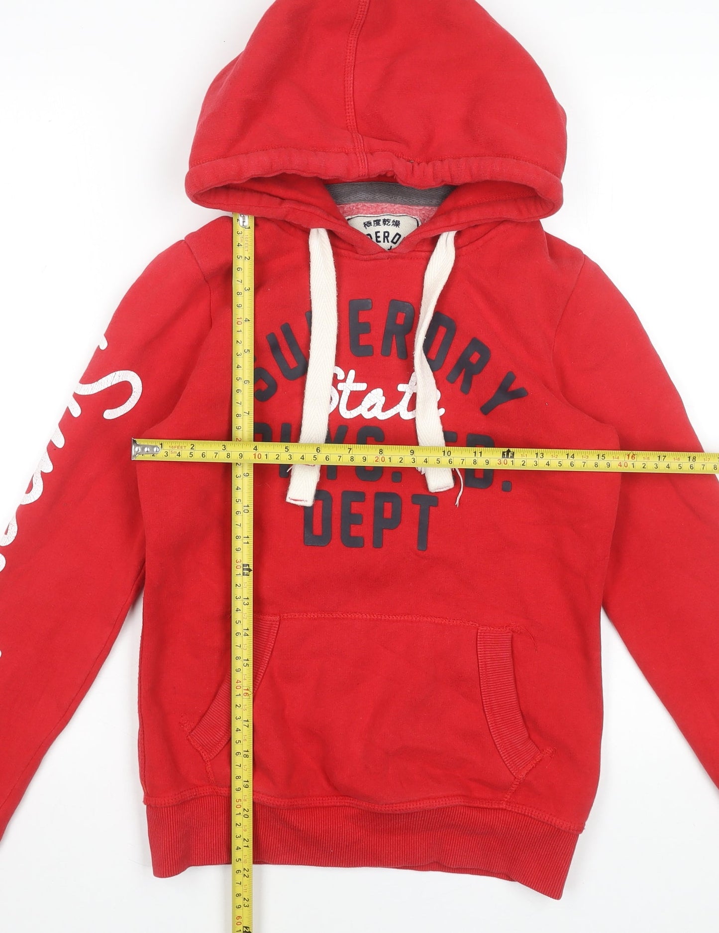 Superdry Womens Red XS Pullover Hoodie with Logo Print