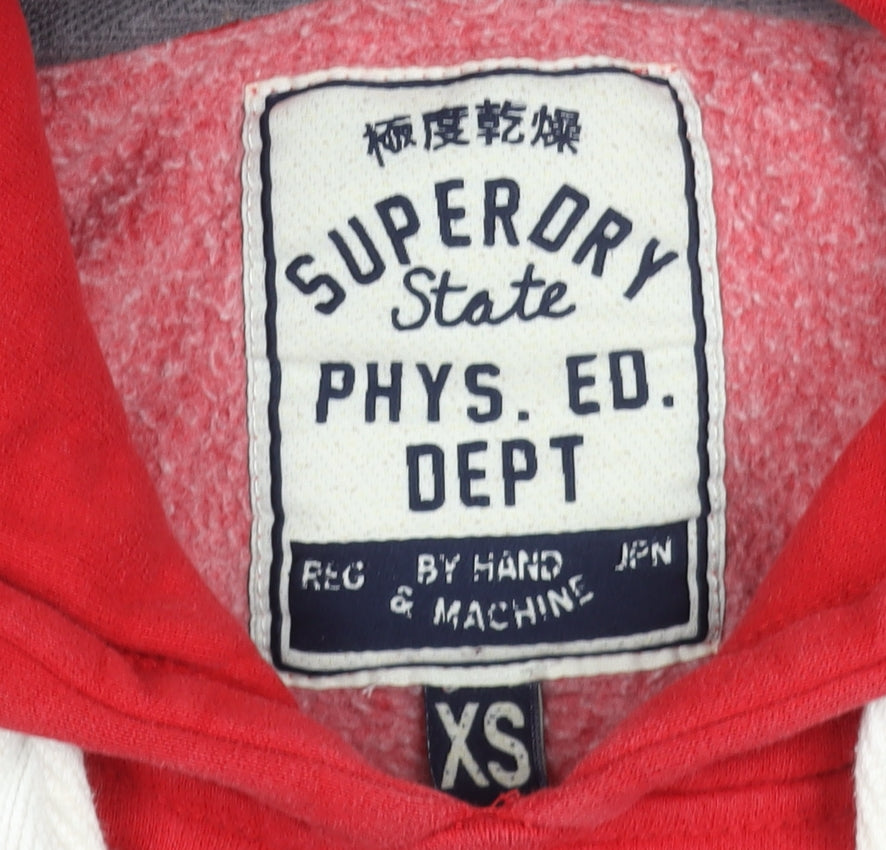 Superdry Womens Red XS Pullover Hoodie with Logo Print