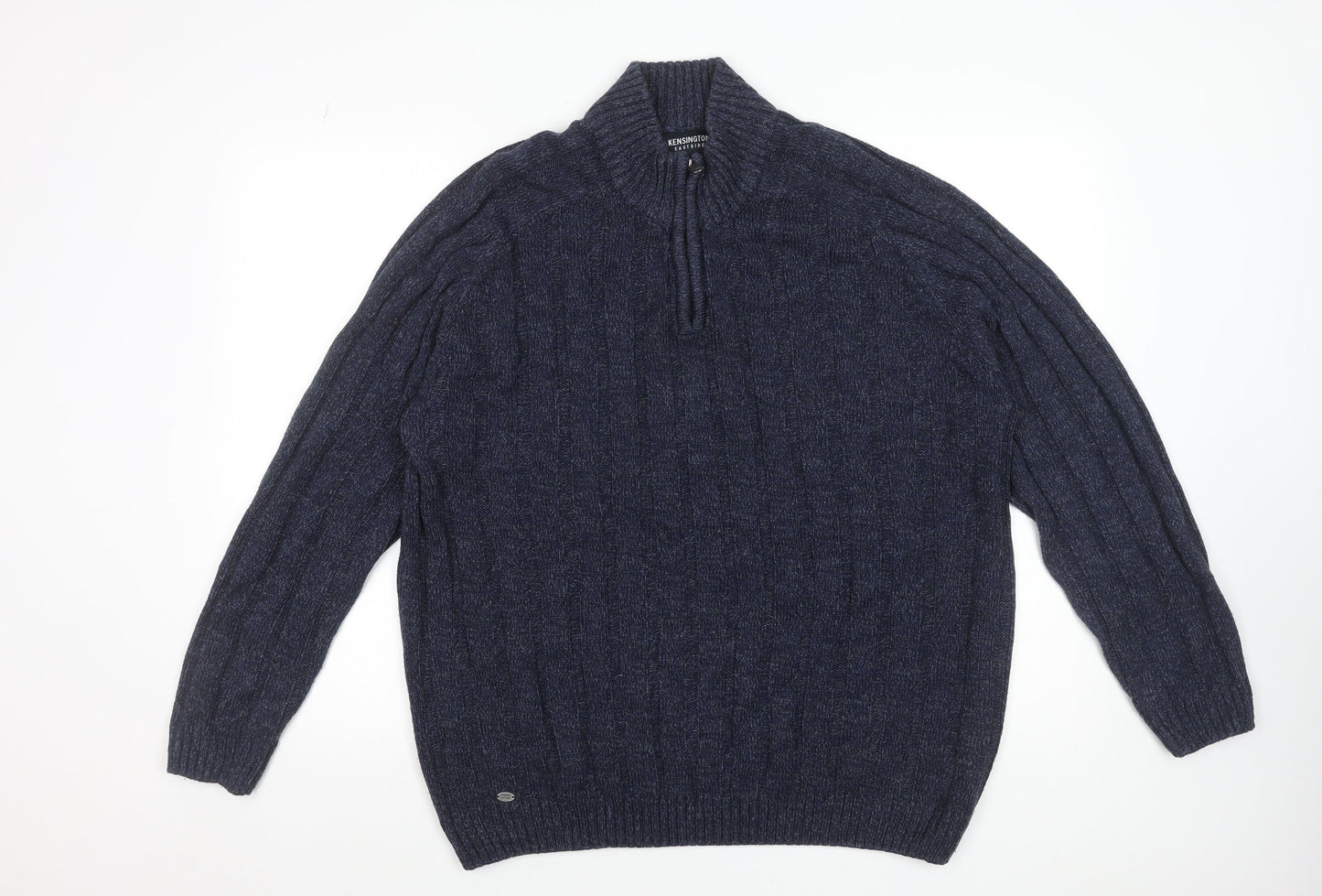 Kensington Eastside Men's Blue 2XL 1/4 Zip High Neck Jumper