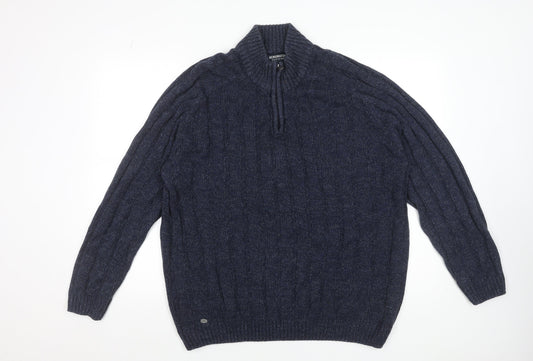Kensington Eastside Men's Blue 2XL 1/4 Zip High Neck Jumper
