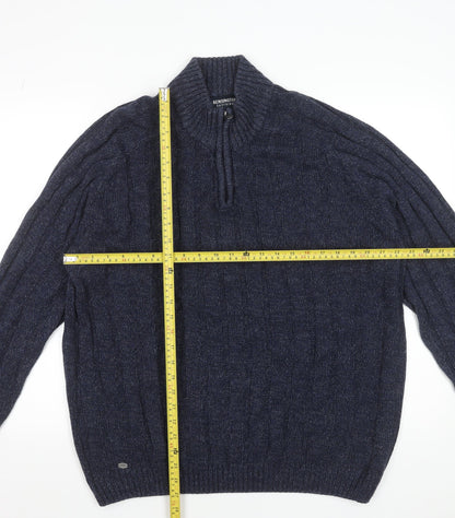 Kensington Eastside Men's Blue 2XL 1/4 Zip High Neck Jumper