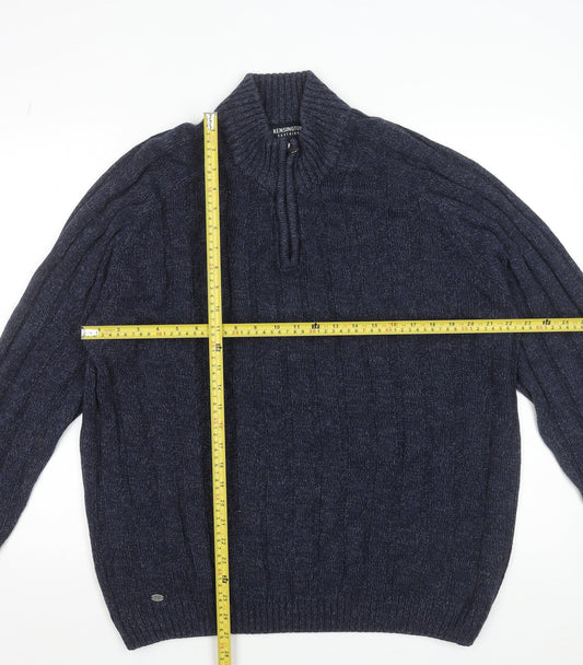 Kensington Eastside Men's Blue 2XL 1/4 Zip High Neck Jumper