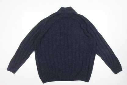 Kensington Eastside Men's Blue 2XL 1/4 Zip High Neck Jumper