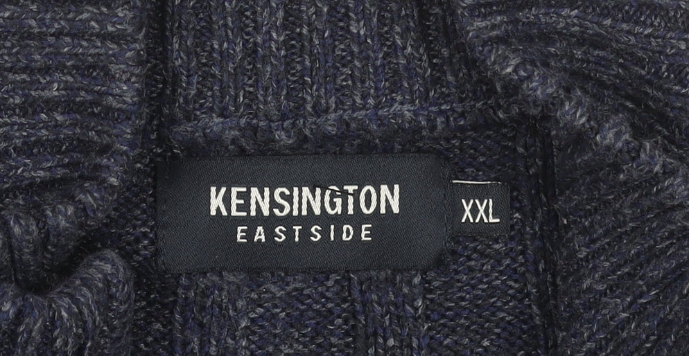 Kensington Eastside Men's Blue 2XL 1/4 Zip High Neck Jumper
