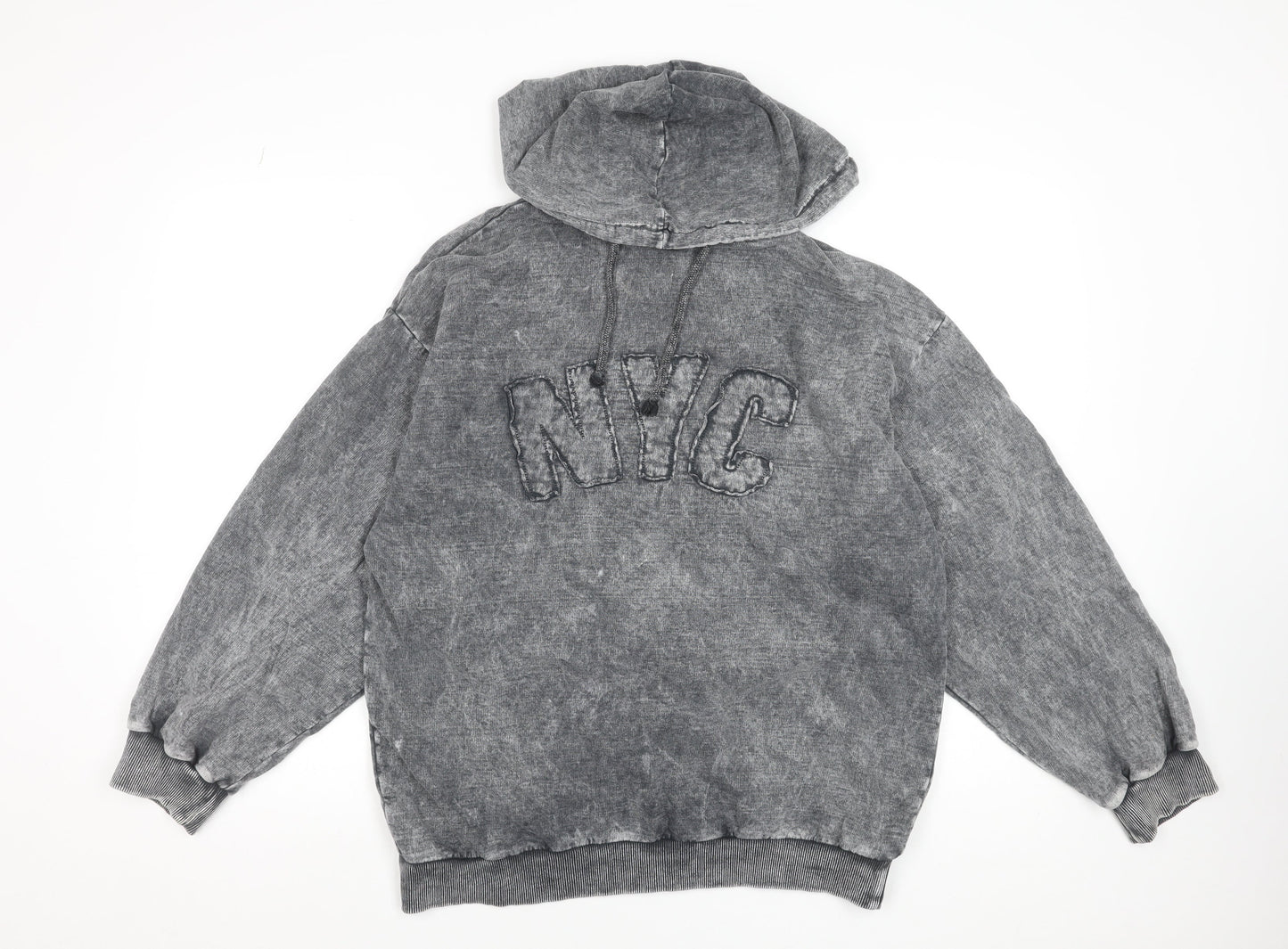 Boohoo Womens Grey NYC Hoodie UK 8 Pullover Long Sleeve Casual