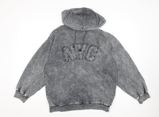Boohoo Womens Grey NYC Hoodie UK 8 Pullover Long Sleeve Casual