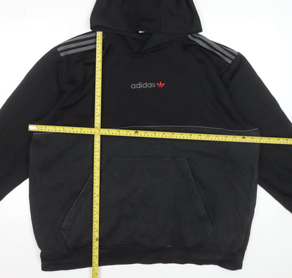 Adidas Men's Black 2XL Pullover Hoodie with Logo and Stripes