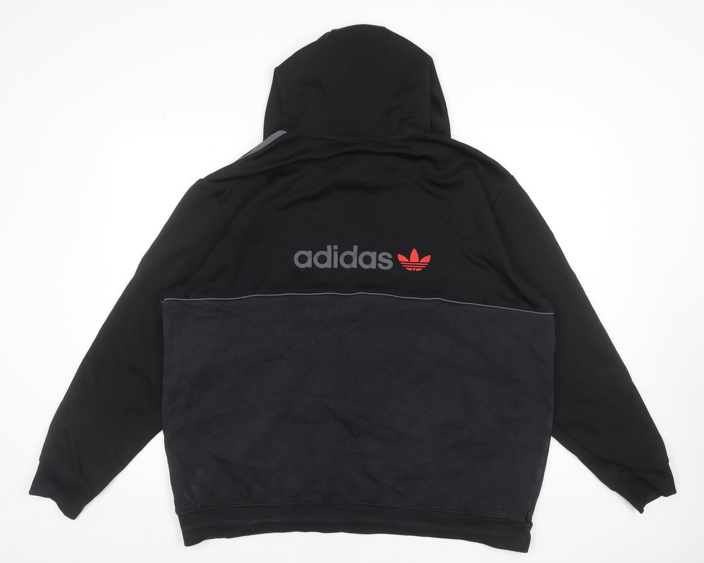 Adidas Men's Black 2XL Pullover Hoodie with Logo and Stripes