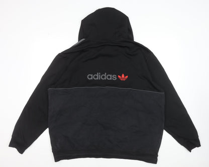 Adidas Men's Black 2XL Pullover Hoodie with Logo and Stripes