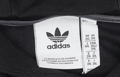 Adidas Men's Black 2XL Pullover Hoodie with Logo and Stripes