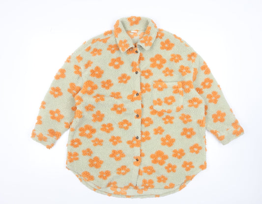 Next Girls Beige Floral Fleece Shirt Jacket 10 Years